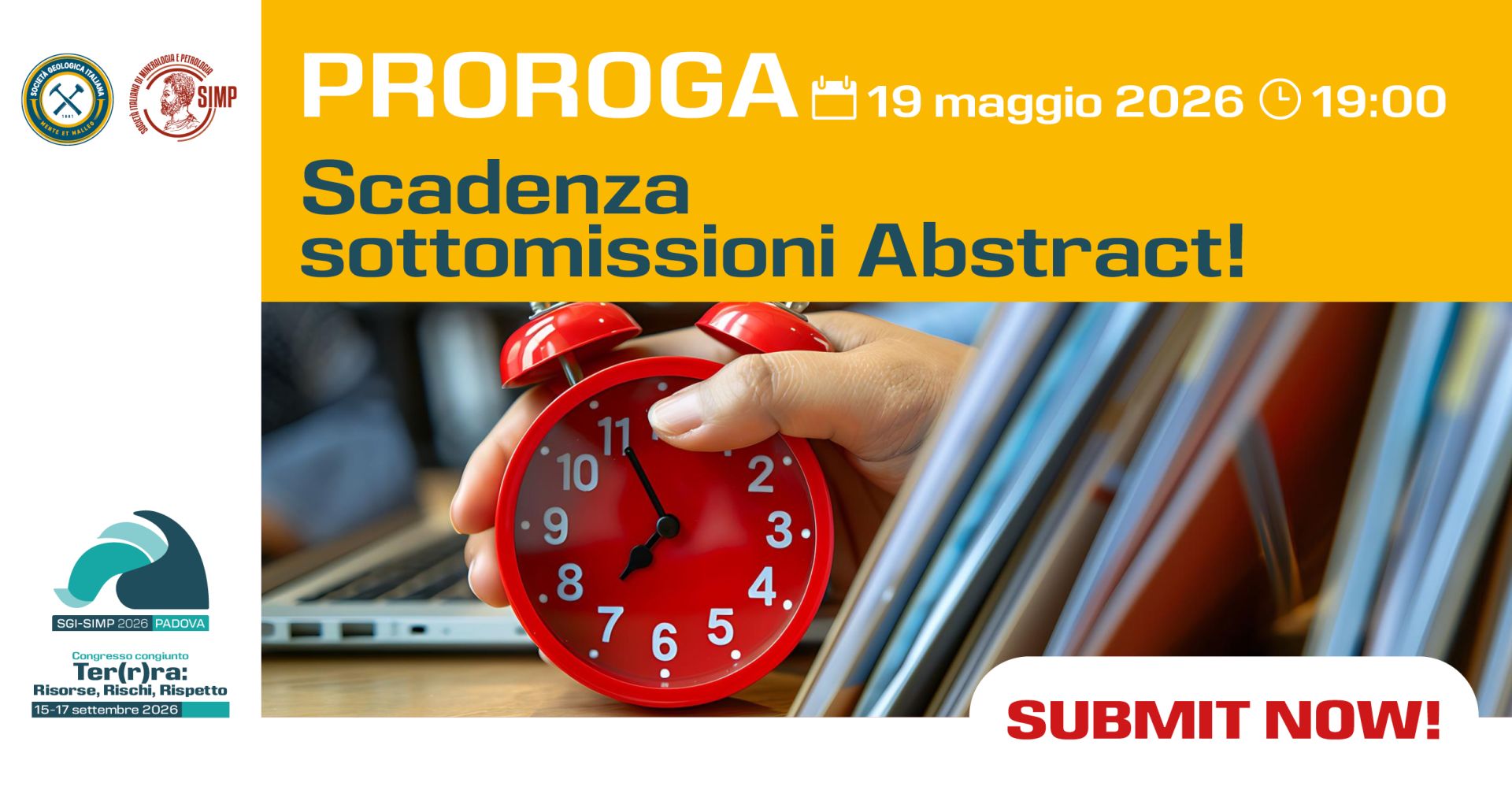 Proroga scadenza sottomissioni abstract